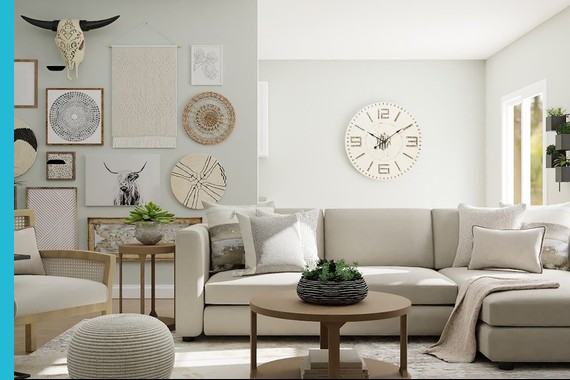 Furnished living room with sofa and coffee table